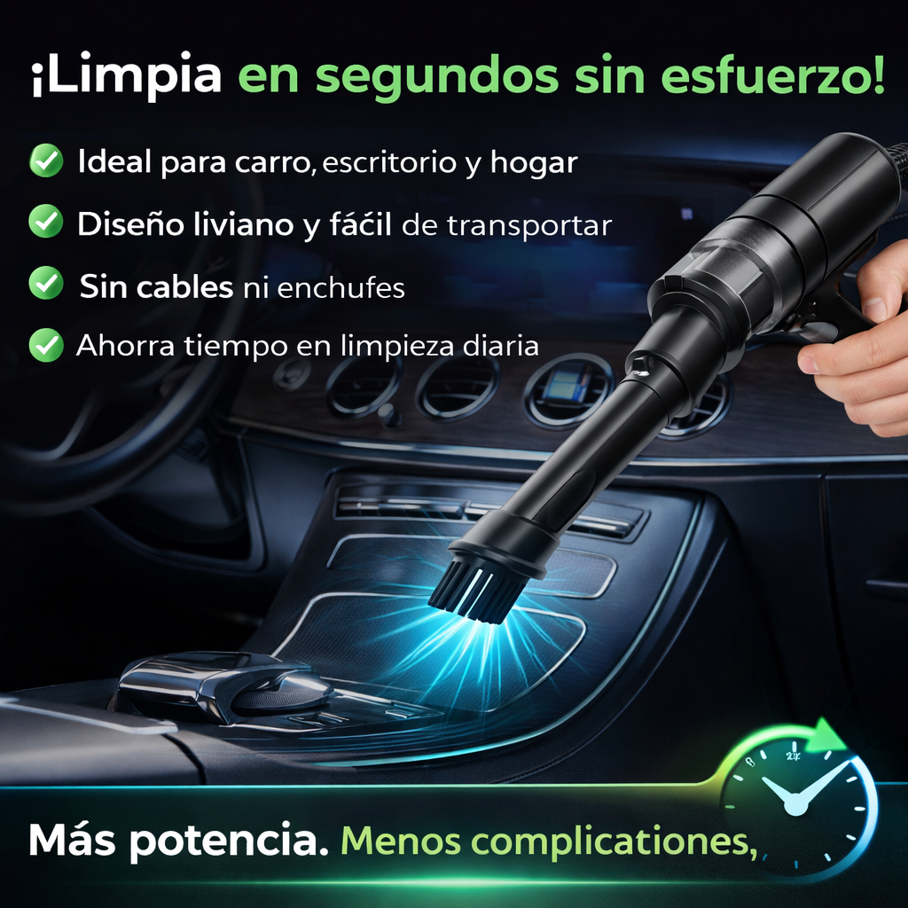 Olvídate del polvo en lugares difíciles – Limpia todo con esta aspiradora portátil 3 en 1