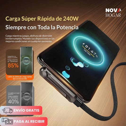 Adaptador Horizontal Tipo C con Soporte 90° - Para Carga Ultra Rápida