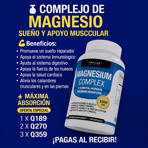 ⚠️ ¿Cansado, estresado o sin poder dormir bien? Complejo Multifuente de Magnesio 8 en 1