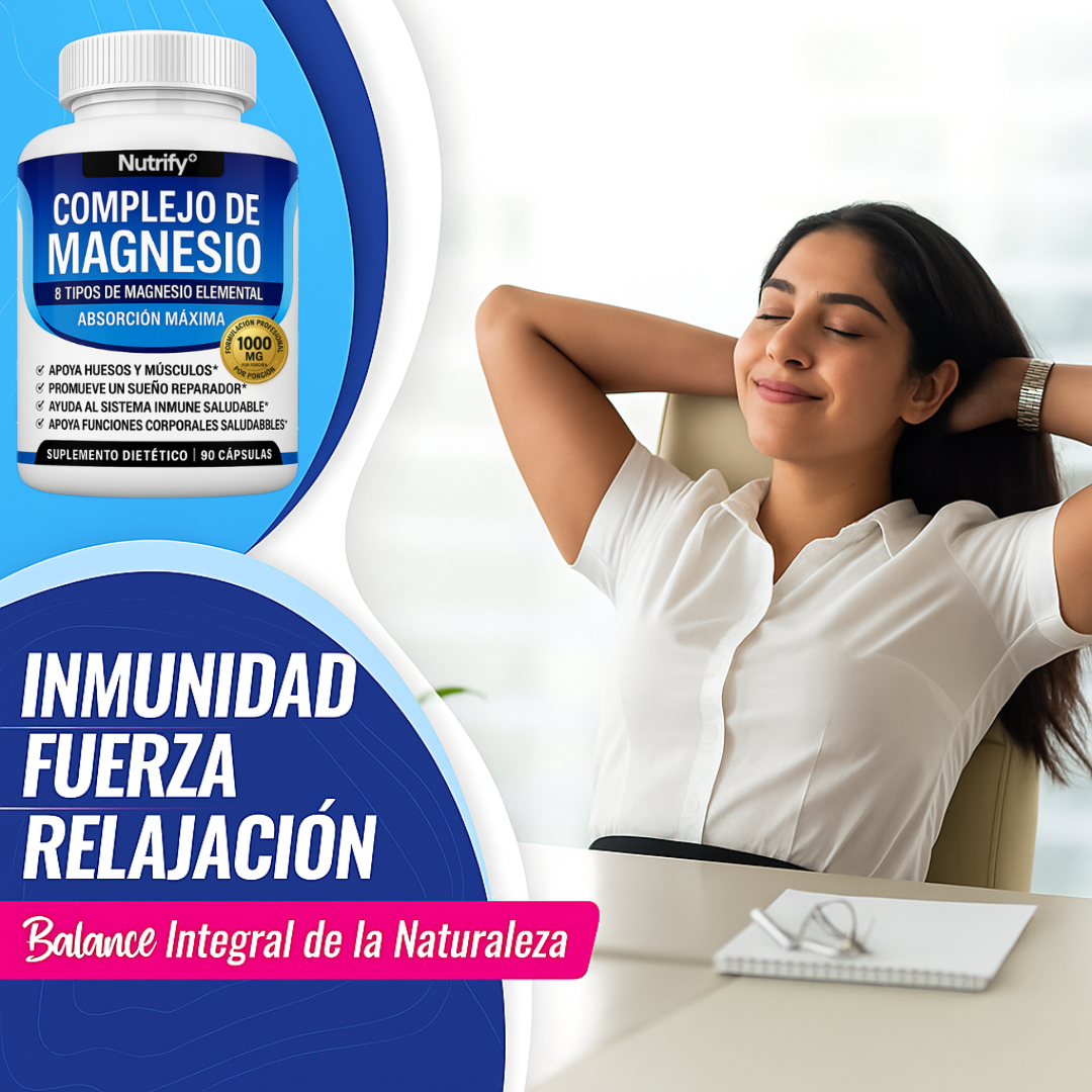 ⚠️ ¿Cansado, estresado o sin poder dormir bien? Complejo Multifuente de Magnesio 8 en 1