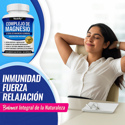 ⚠️ ¿Cansado, estresado o sin poder dormir bien? Complejo Multifuente de Magnesio 8 en 1