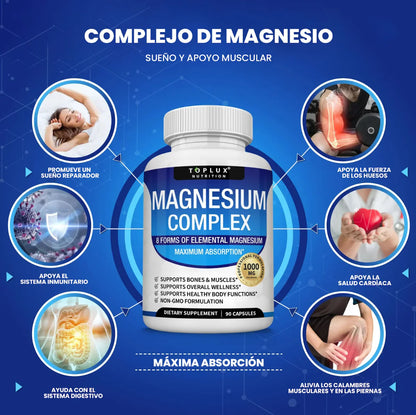 ⚠️ ¿Cansado, estresado o sin poder dormir bien? Complejo Multifuente de Magnesio 8 en 1
