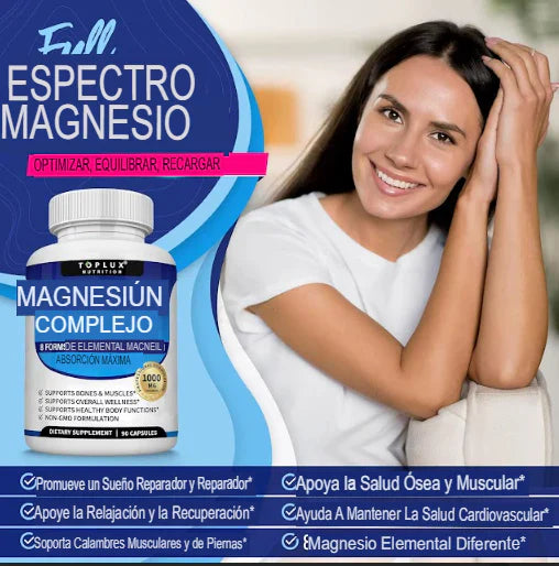 ⚠️ ¿Cansado, estresado o sin poder dormir bien? Complejo Multifuente de Magnesio 8 en 1